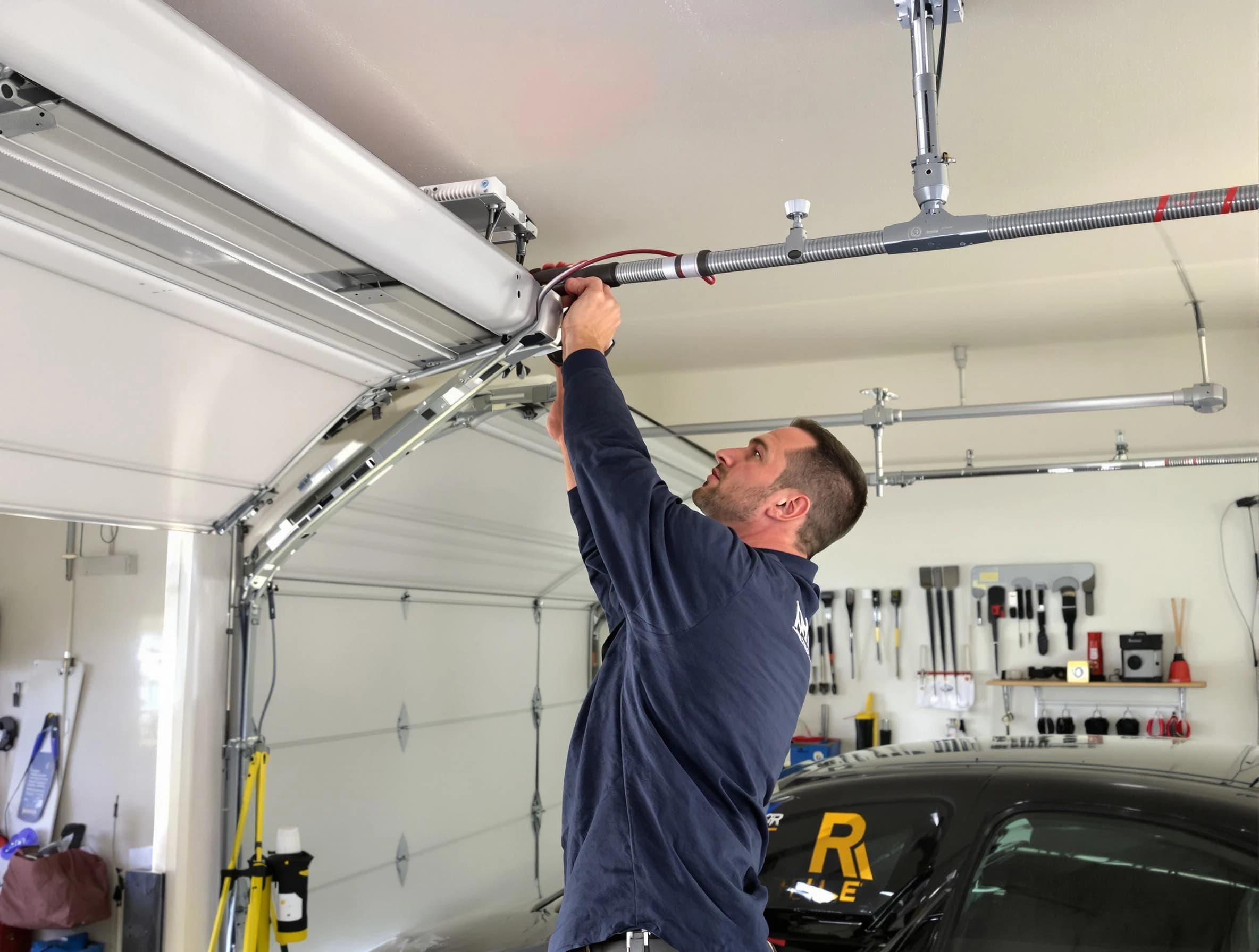 Waltham Garage Door Repair technician performing garage door cable repair in Waltham