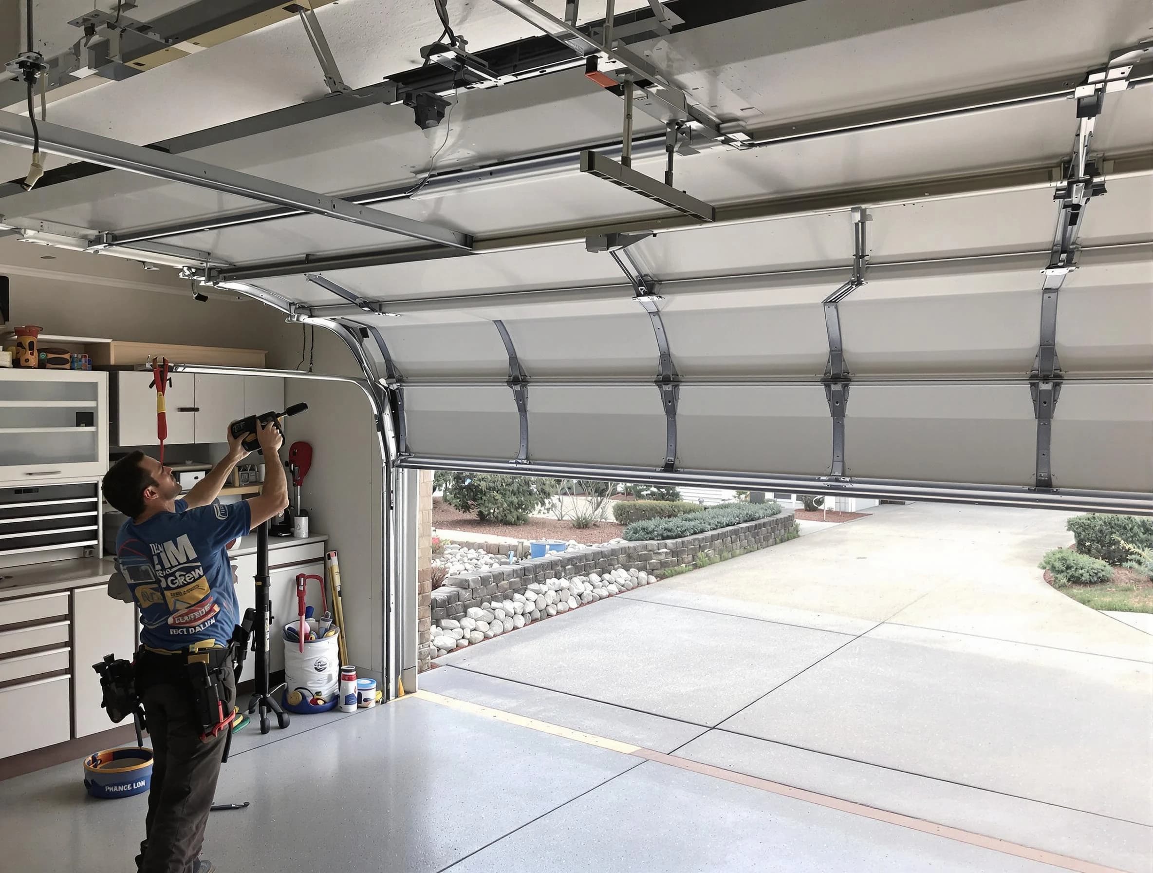 Garage door track repair service by Waltham Garage Door Repair in Waltham