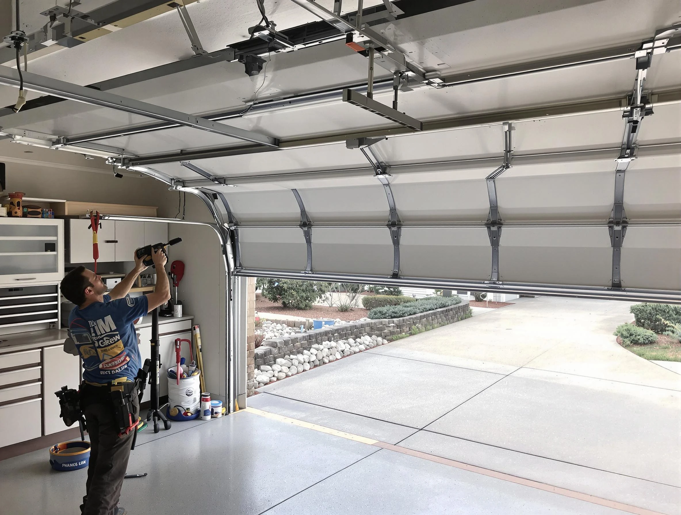 Garage door track repair service by Waltham Garage Door Repair in Waltham